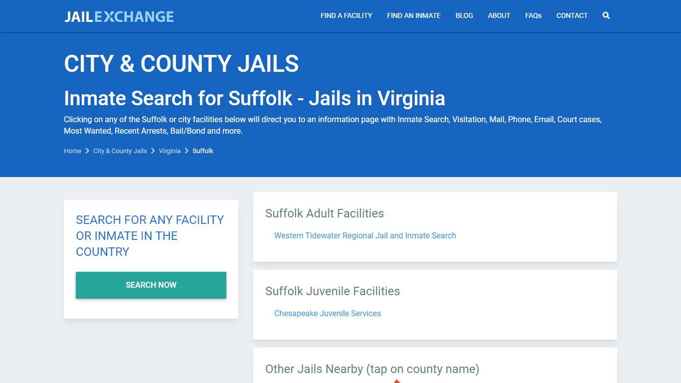 Inmate Search for Suffolk | Jails in Virginia - JAIL EXCHANGE