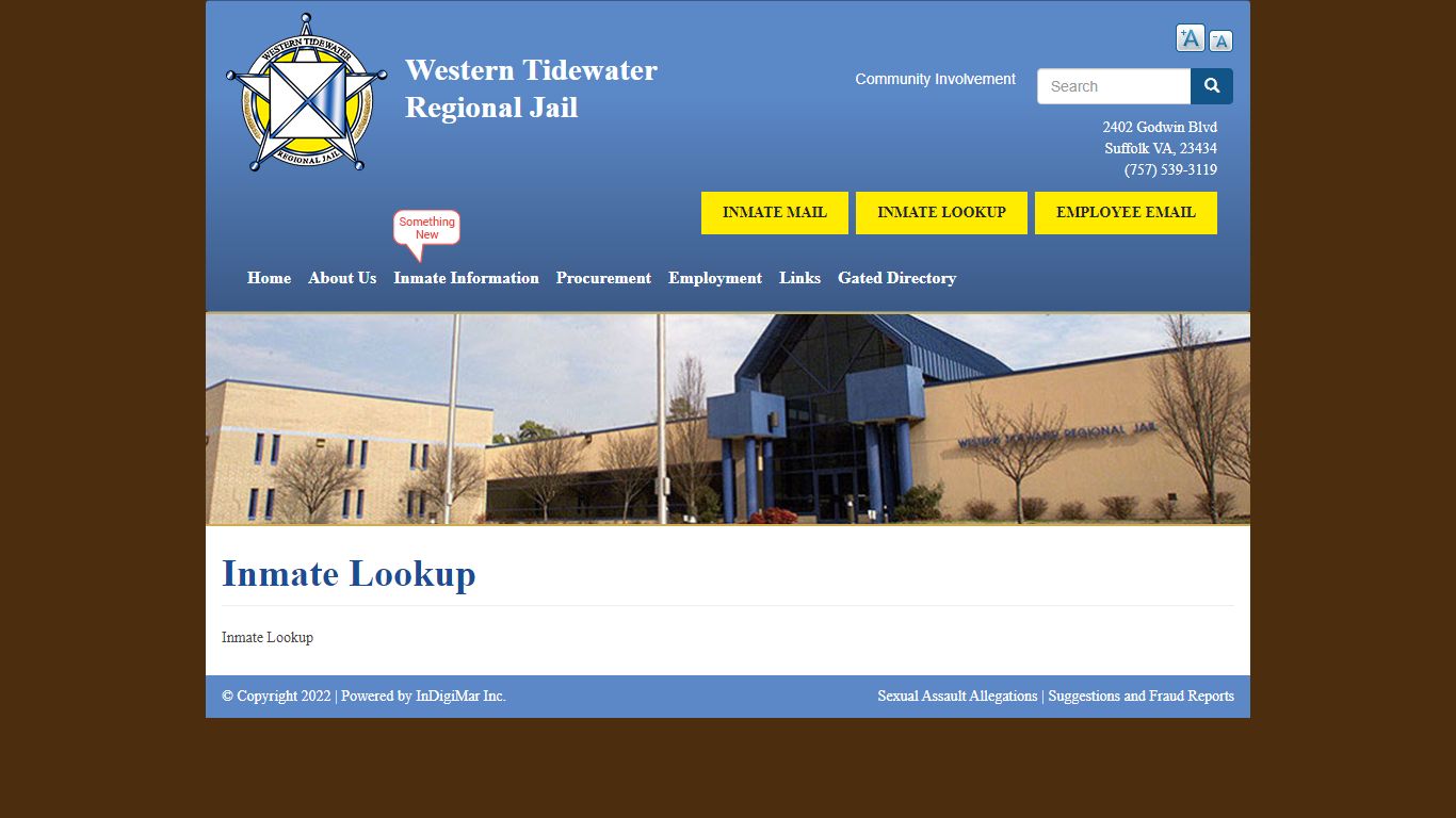 Inmate Lookup | Western Tidewater Regional Jail