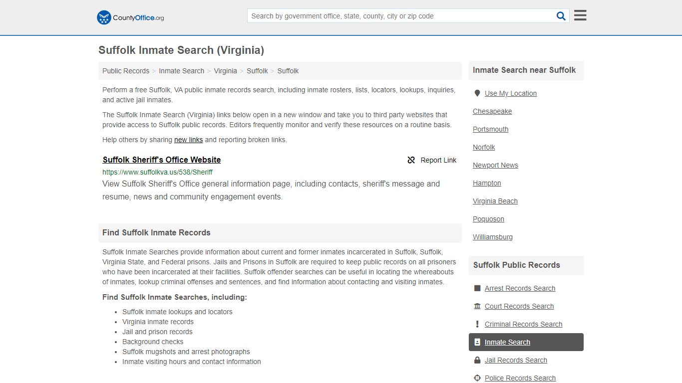 Inmate Search - Suffolk, VA (Inmate Rosters & Locators) - County Office